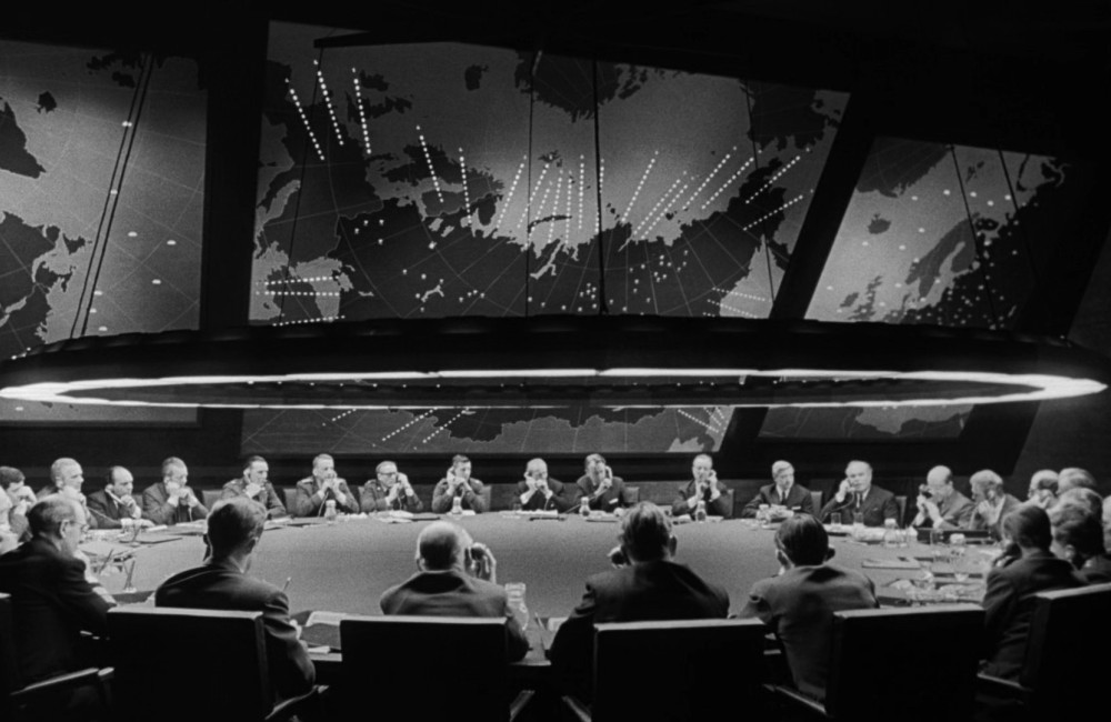 La sala de guerra de «El doctor Strangelove». CRÉDITO: Columbia Pictures/Dominio público.