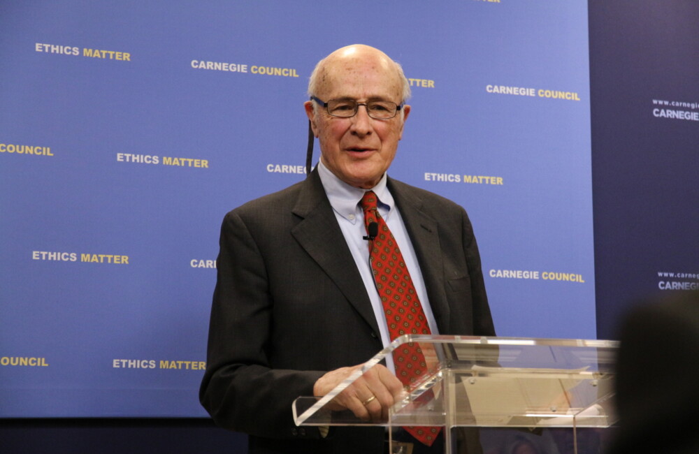 Carnegie Council 奈伊教授在Carnegie Council 。图片来源：阿曼达·加努尼。