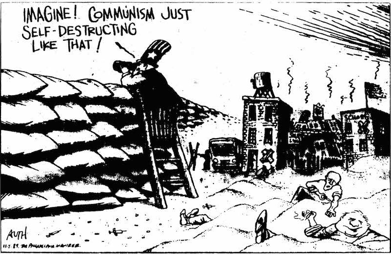 Viñeta aparecida en el folleto "¿Se acabó la Guerra Fría?