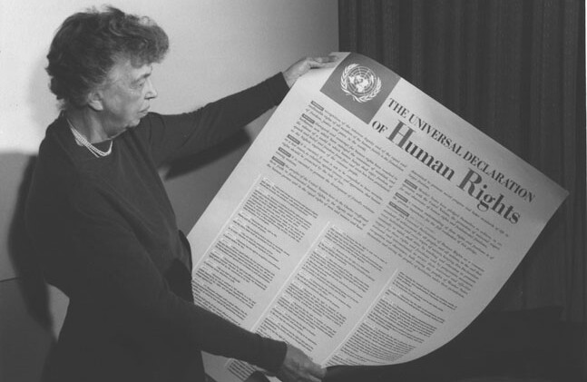 Eleanor Roosevelt and the Universal Declaration of Human Rights. <a href="https://catalog.archives.gov/id/6120927">National Archives</a>.