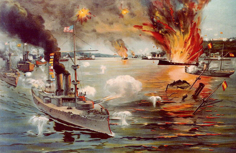 The Battle of Manila Bay, May 1898. CREDIT: <a href="https://commons.wikimedia.org/wiki/File:USS_Olympia_art_NH_91881-KN_cropped.jpg">Wikimedia/Public Domain</a>