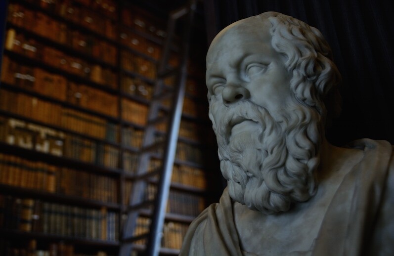Statue of Socrates in Trinity College Library. CREDIT: <a href="https://commons.wikimedia.org/wiki/Category:Socrates#/media/File:Statue_of_Socrates.jpg">Bar Harel</a> (<a href="https://creativecommons.org/licenses/by-sa/4.0/">CC</a>)