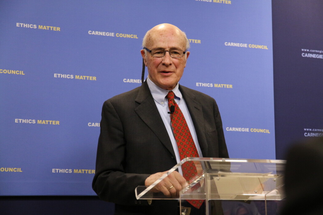 Professor Nye at Carnegie Council in February 2020. CREDIT: Amanda Ghanooni.