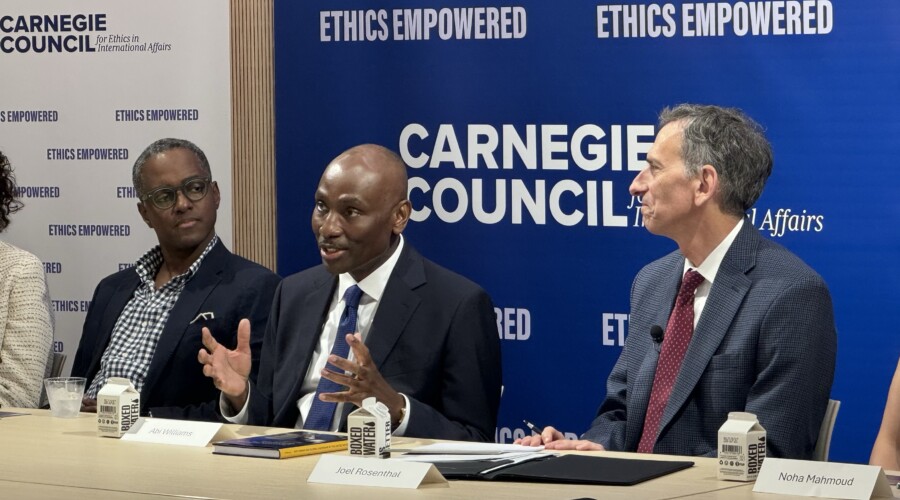 Left to Right: Eddie Mandhry, Abiodun Williams, Joel Rosenthal. CREDIT: Juhi Desai.