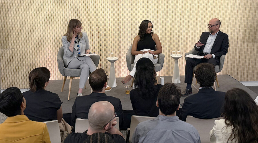 Left to Right: Eleonore Fournier-Tombs, Alexis Crews, Eduardo Albrecht. CREDIT: Nia Pipia.