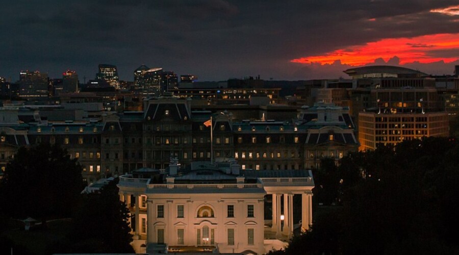White House at sunset