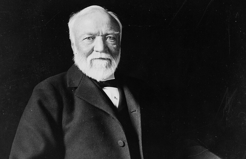 Andrew Carnegie, 1913. Library of Congress via <a href="https://en.wikipedia.org/wiki/Andrew_Carnegie#/media/File:Andrew_Carnegie,_three-quarter_length_portrait,_seated,_facing_slightly_left,_1913.jpg">Wikipedia</a>