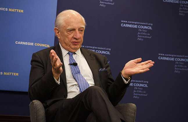 Peter Sutherland, United Nations Special Representative of the Secretary-General for International Migration.<br> CREDIT: Amanda Ghanooni