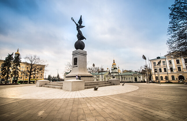 <a href="http://www.shutterstock.com/pic-165783677/stock-photo-kharkiv-ukraine-december-constitution-square-in-the-city-center-after-a-recent-overhaul-on.html">Constitution Square</a> in Kharkiv, Ukraine via Shutterstock