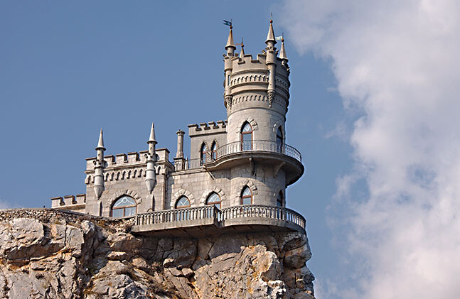 <a href="http://www.shutterstock.com/pic.mhtml?id=178530797">The Swallow's Nest, Yalta, Crimea, Ukraine</a> via Shutterstock