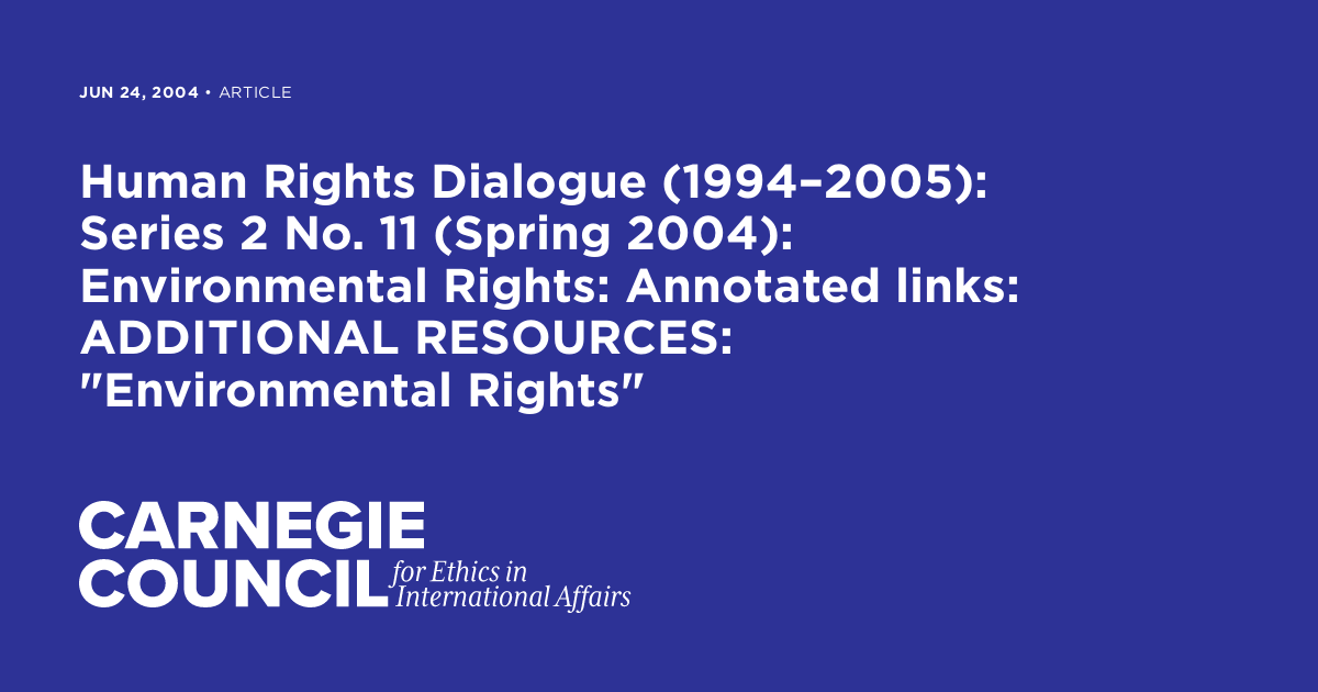 Human Rights Dialogue (1994–2005): Series 2 No. 11 (Spring 2004 ...