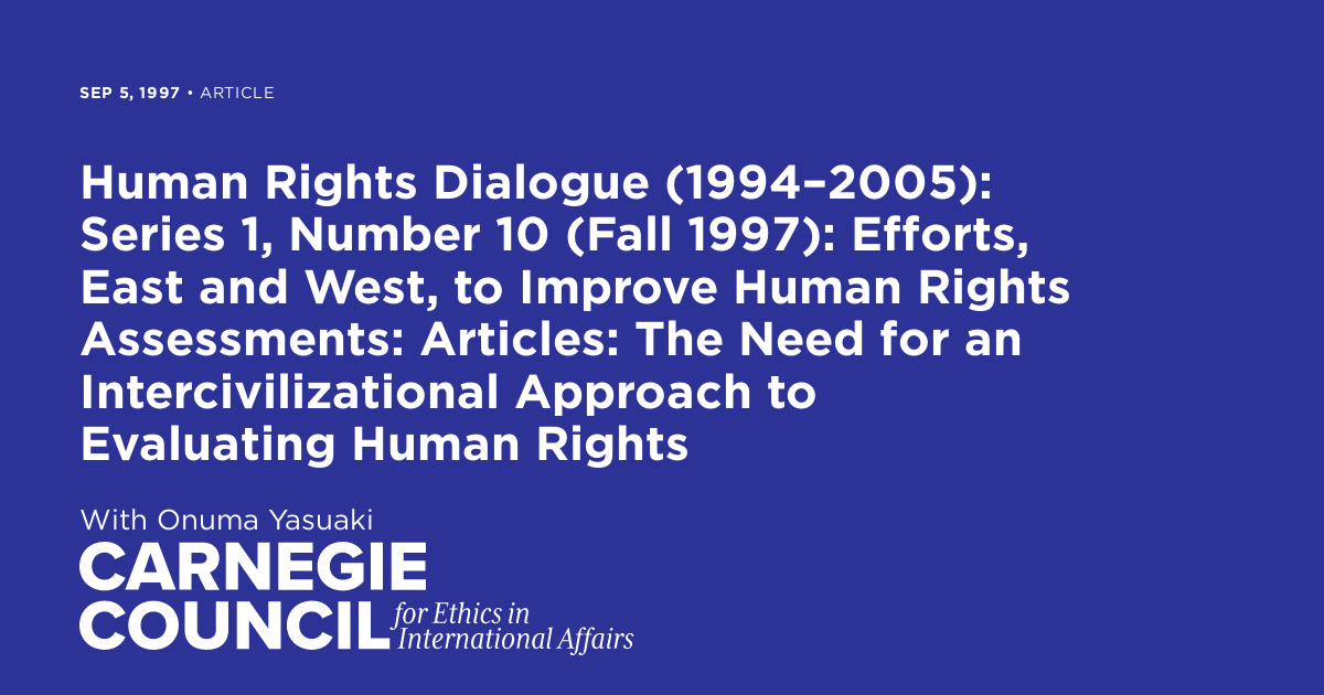 Human Rights Dialogue (1994–2005): Series 1, Number 10 (Fall 1997 ...