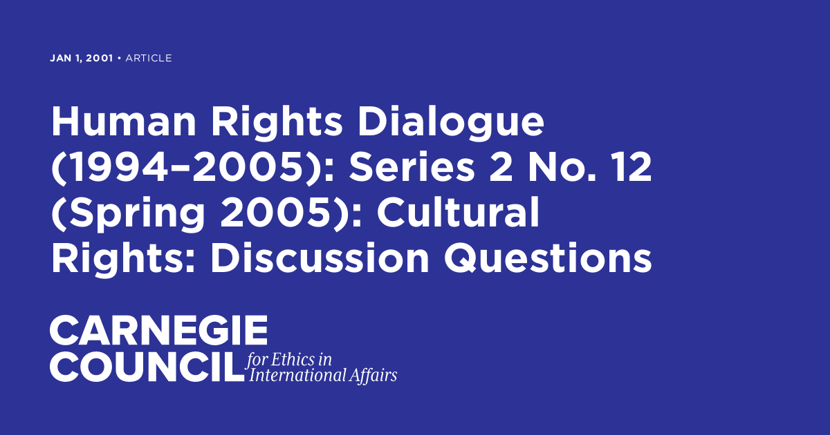 Human Rights Dialogue (1994–2005): Series 2 No. 12 (Spring 2005 ...