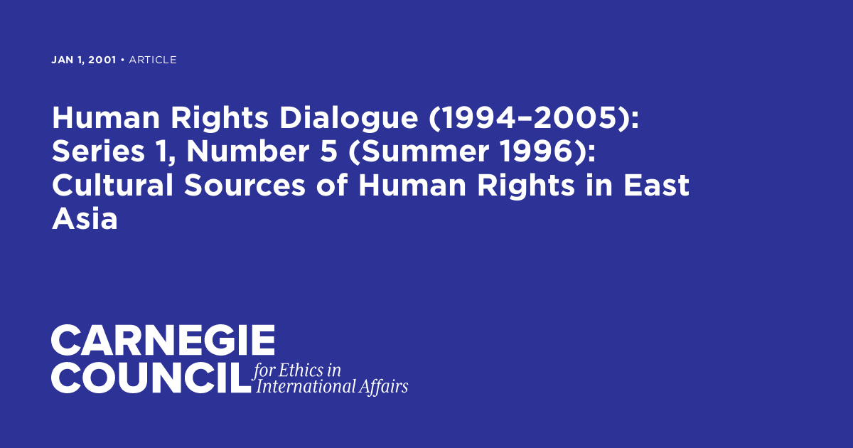 Human Rights Dialogue (1994–2005): Series 1, Number 5 (Summer 1996 ...